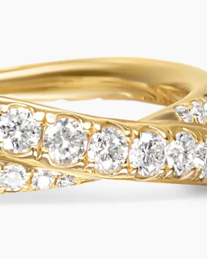 Pavé Crossover Ring 18K Yellow Gold with Diamonds, 6mm