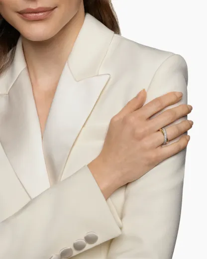 Crossover Two Row Ring 18K Yellow Gold with Diamonds, 7.5mm