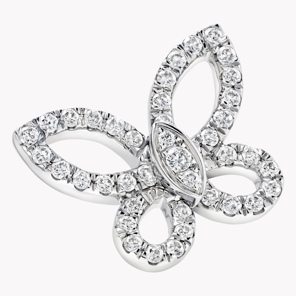 Mini Butterfly Silhouette Diamond Earrings WHITE GOLD