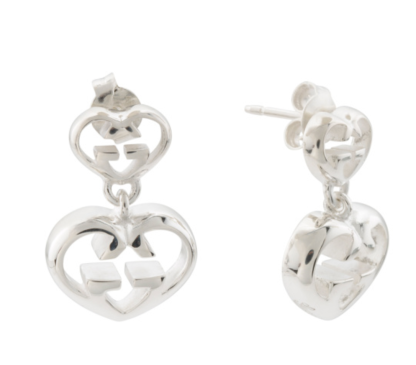 Love Britt G Heart Earrings in Silver