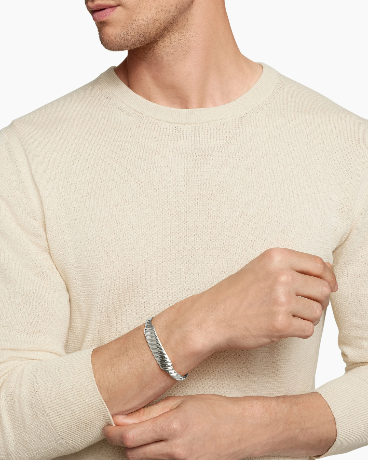 Sculpted Cable Contour Bracelet Sterling Silver, 12.9mm