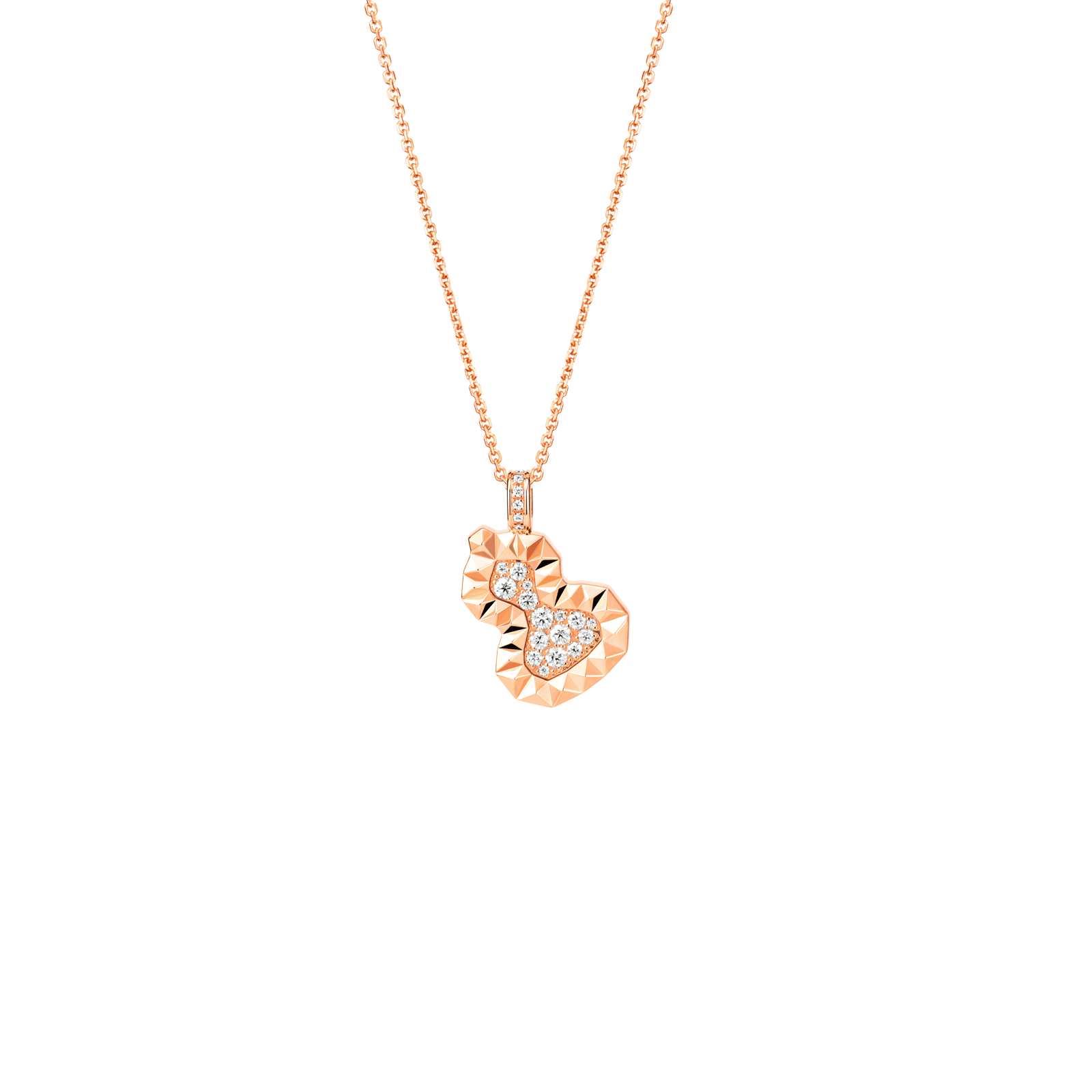 Wulu 18 necklace in 18K rose gold with diamonds