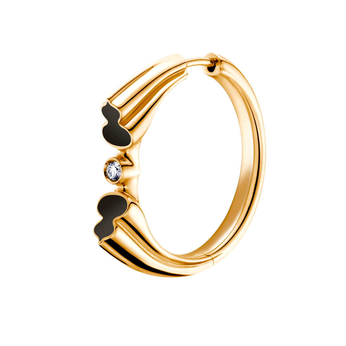 Wulu earring in 18K yellow gold with diamond and black HyCeram