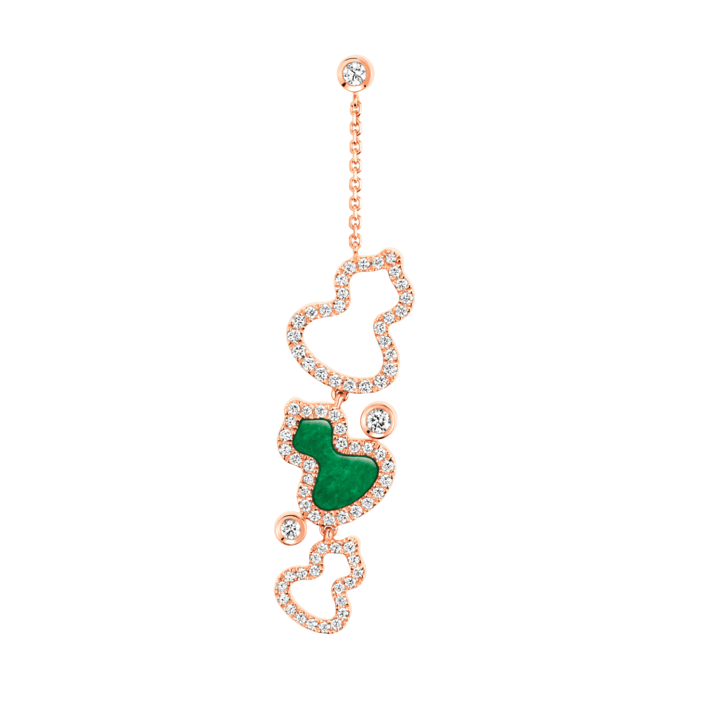 Wulu earring in 18K rose gold with diamonds and jade