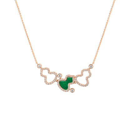 Wulu necklace in 18K rose gold with diamonds and jade