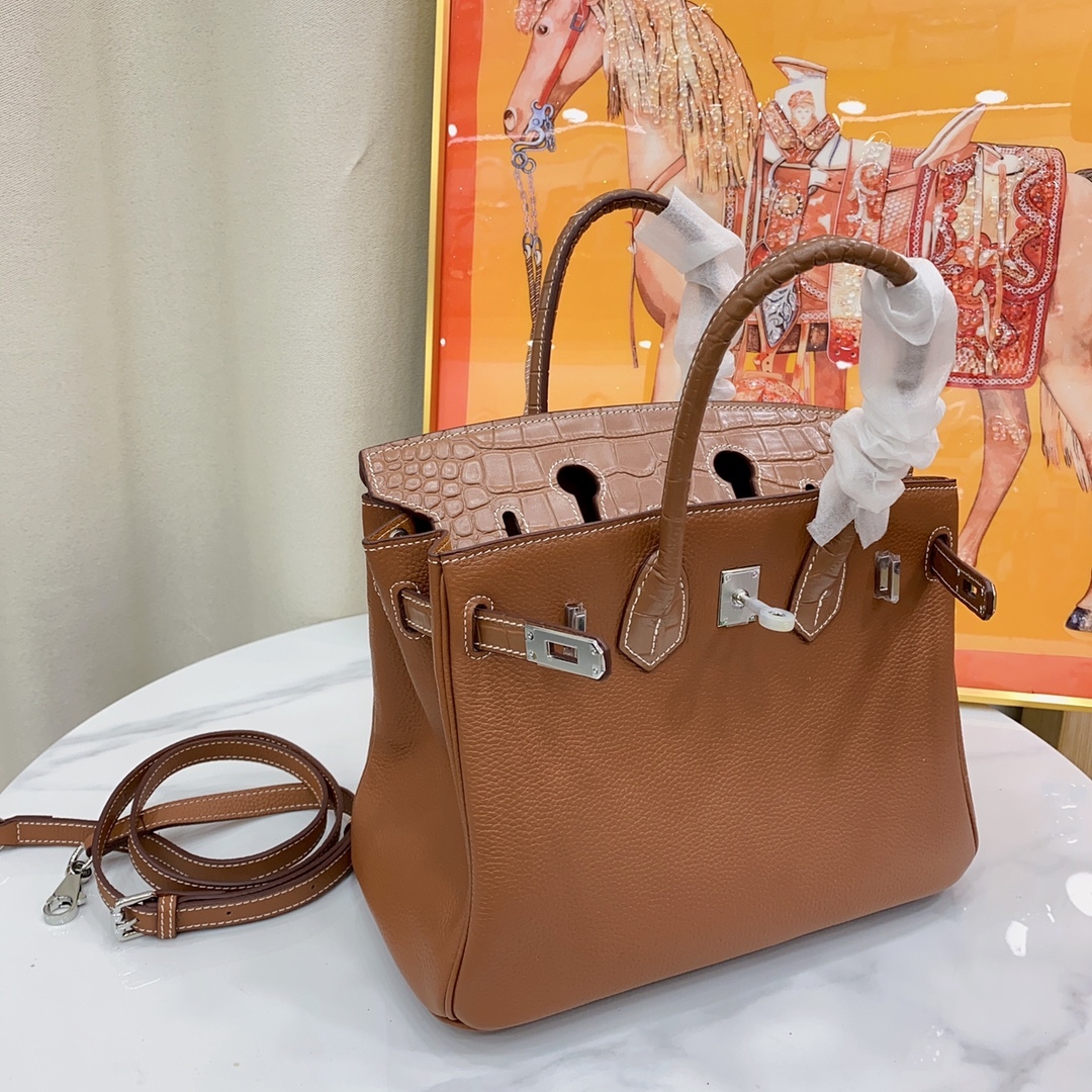 Herthtmes Togo Matte Alligator Birkin Touch 25/30 Gold