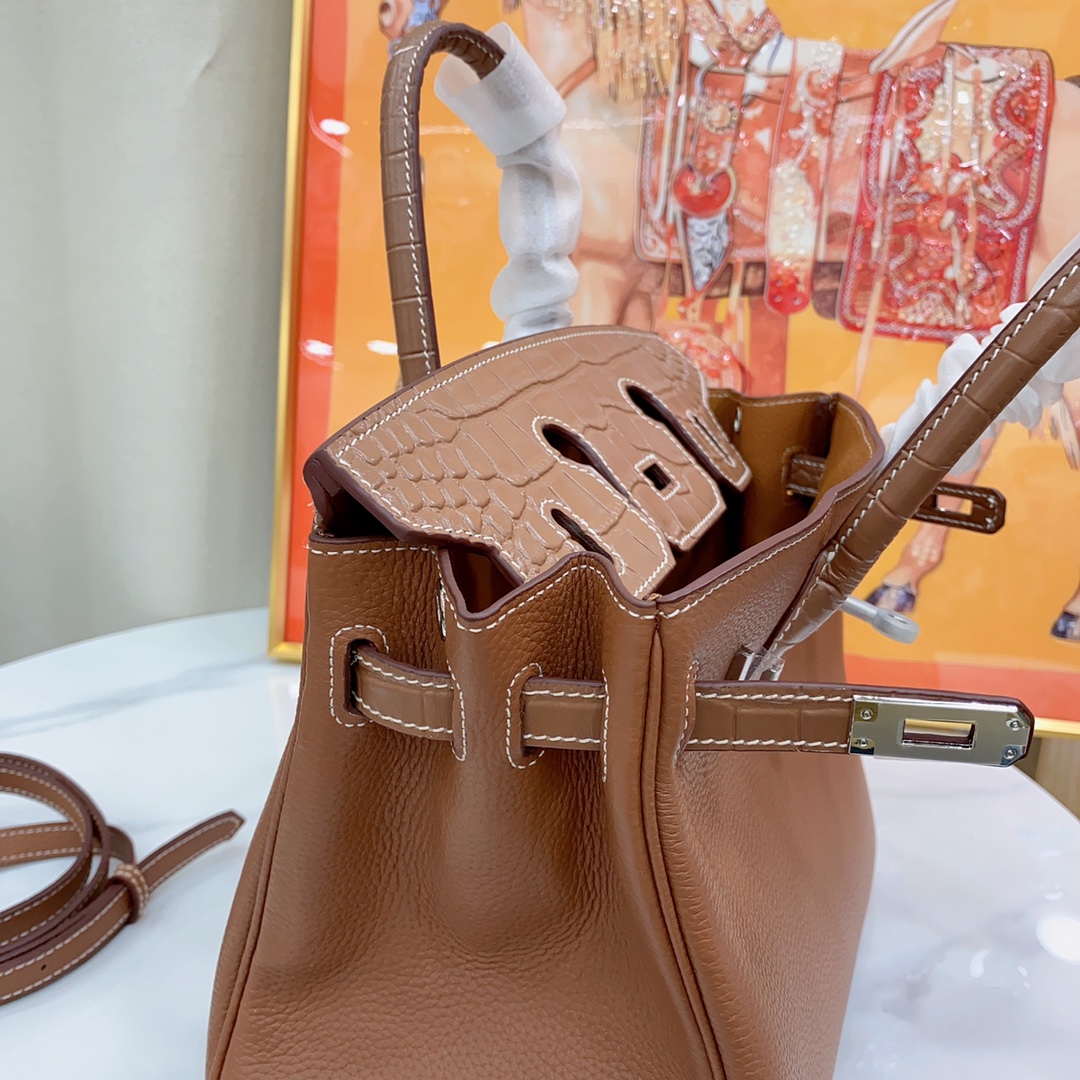 Herthtmes Togo Matte Alligator Birkin Touch 25/30 Gold