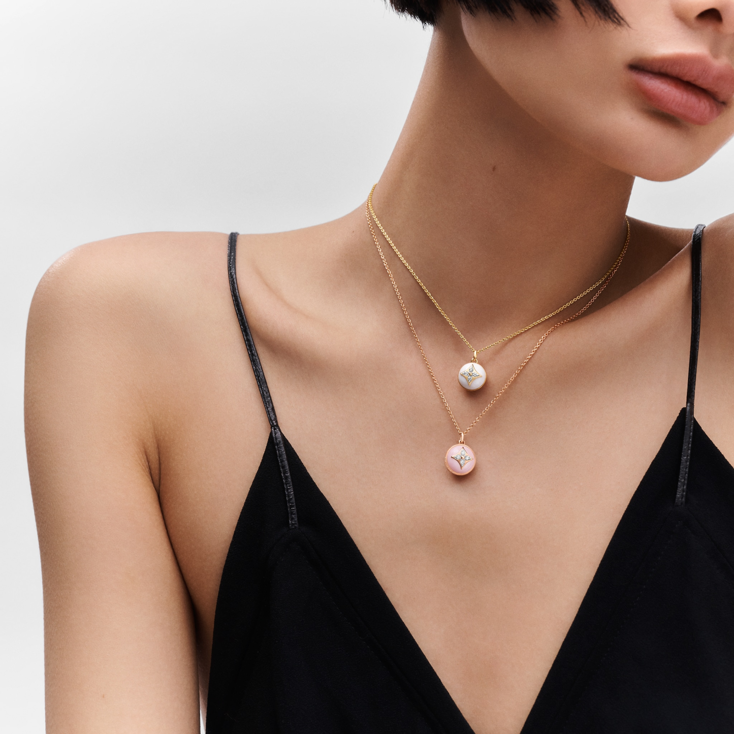 B Blossom Pendant, Pink Gold, White Gold, Pink Opal And Diamonds