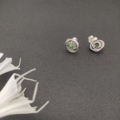 Infinity Stud Earrings Sterling Silver with Peridot, 13mm