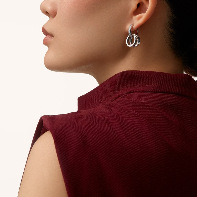 LOVE EARRINGS, MULTIWEAR, HALF-PAVED
