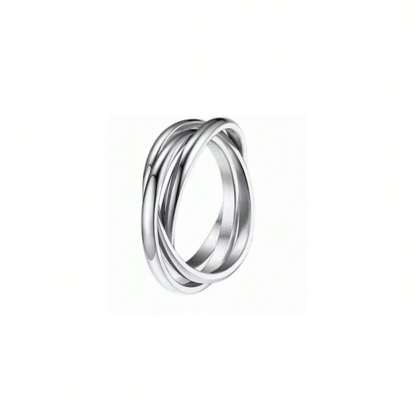 1pc Fashionable Rotatable Stainless Steel Three Ring Circles Couple Ring