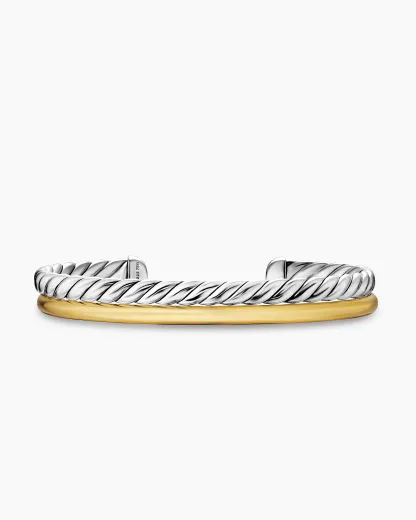 DY Mercer® Two Row Cuff Bracelet Sterling Silver with 18K Yellow Gold, 11mm