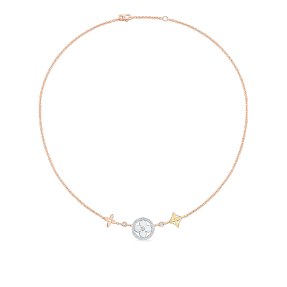 Idylle Blossom XL Necklace, 3 golds and diamonds