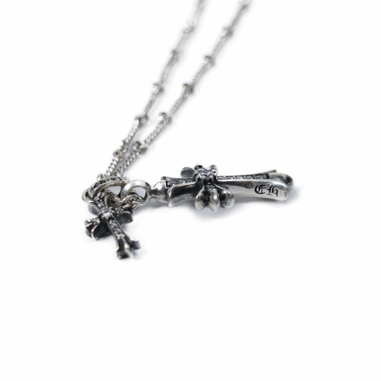 SMALL CROSS AND BABYFAT CHARM NECKLACE WITH DIAMONDS