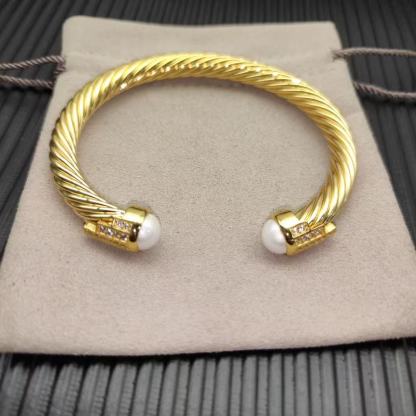 7mm Cable Bracelet with Pearls & Diamond Accents
