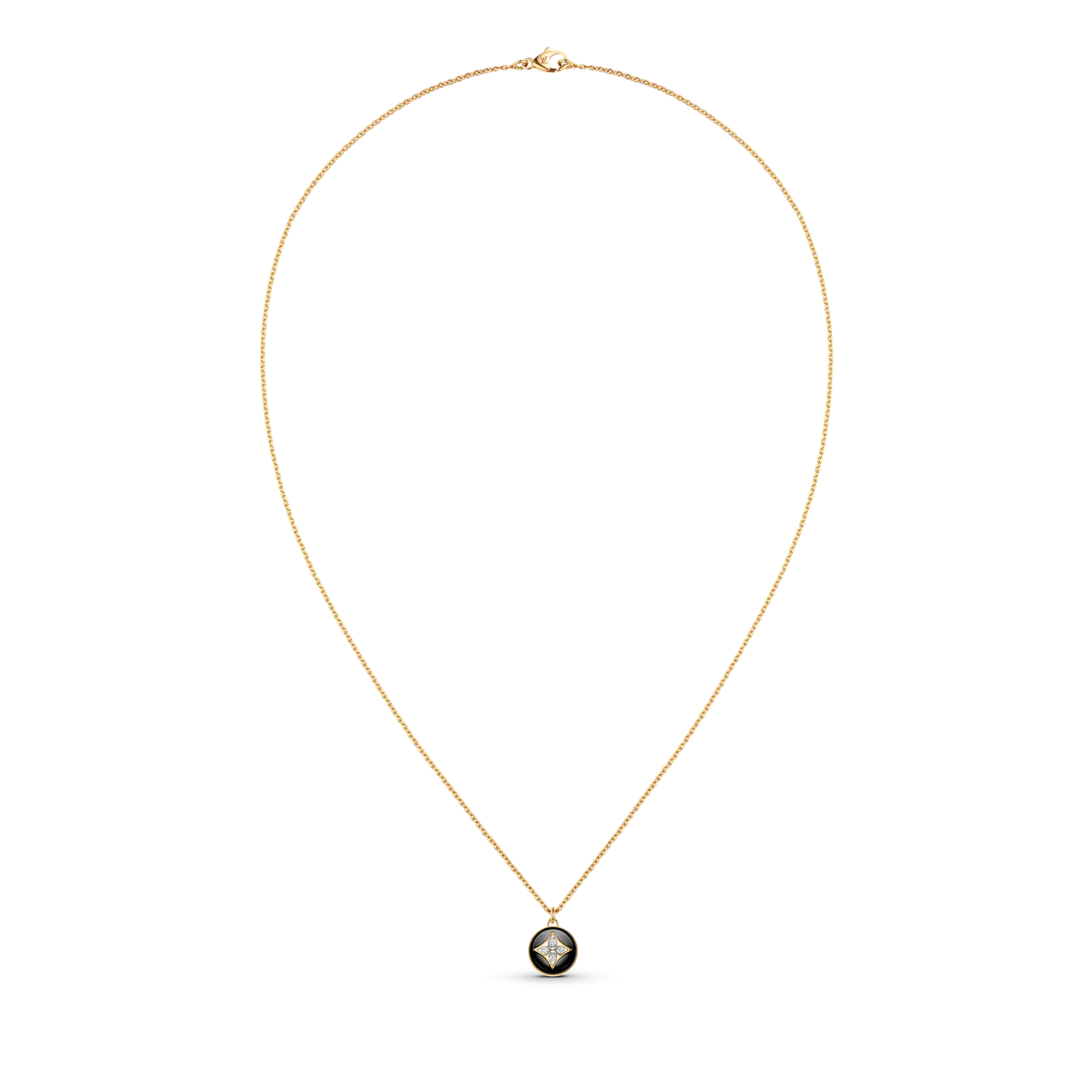 B Blossom Pendant, Yellow Gold, White Gold, Onyx And Diamonds