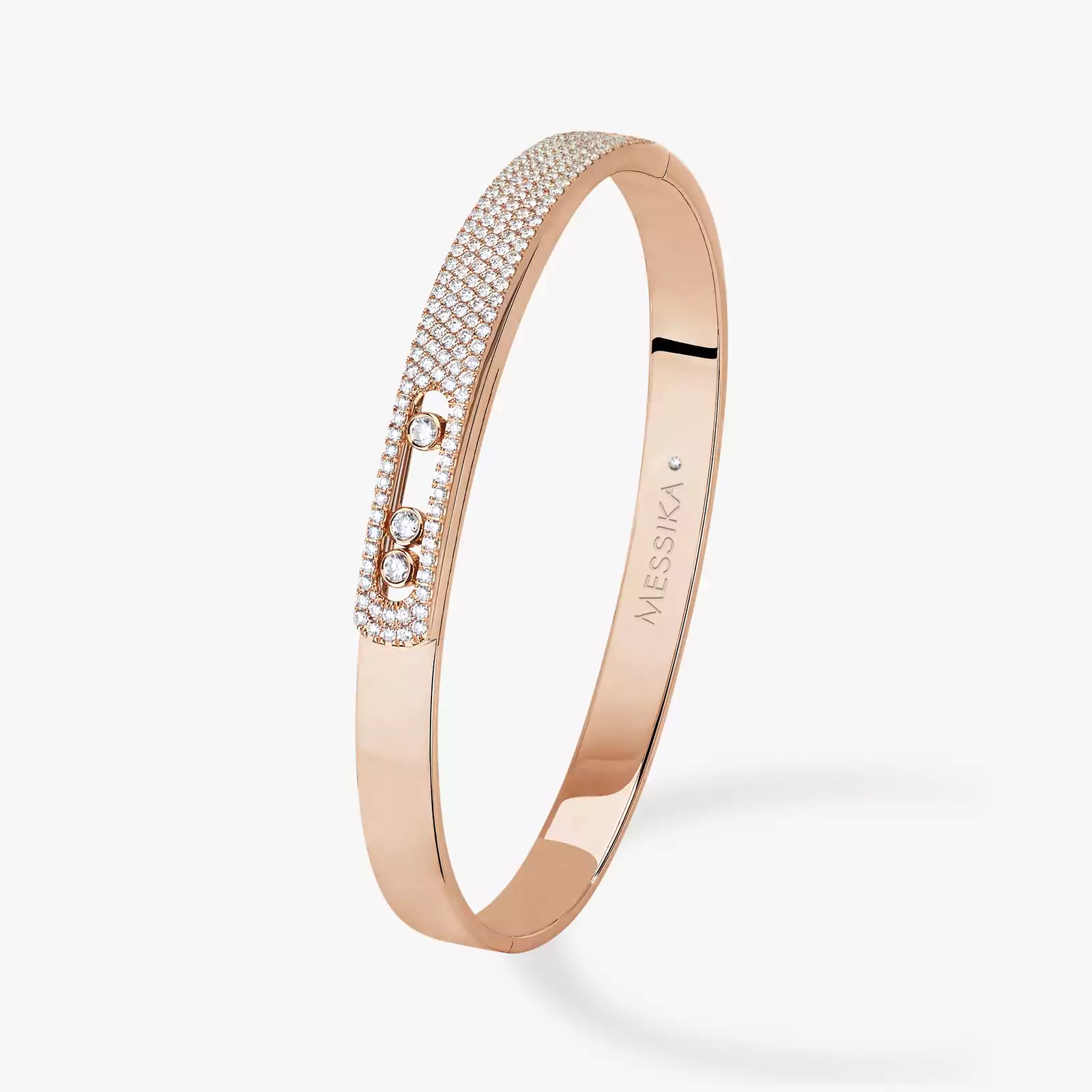 Move Noa Semi Pavé Bangle Pink Gold Diamond Bracelet