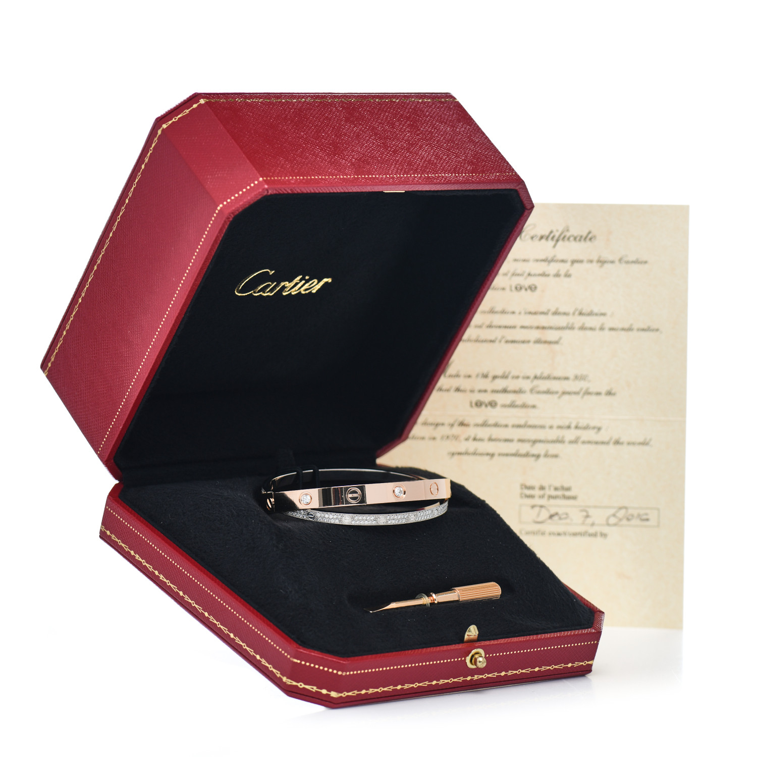 Carthttier 18K Pink White Gold Diamond Double LOVE Paved Bracelet