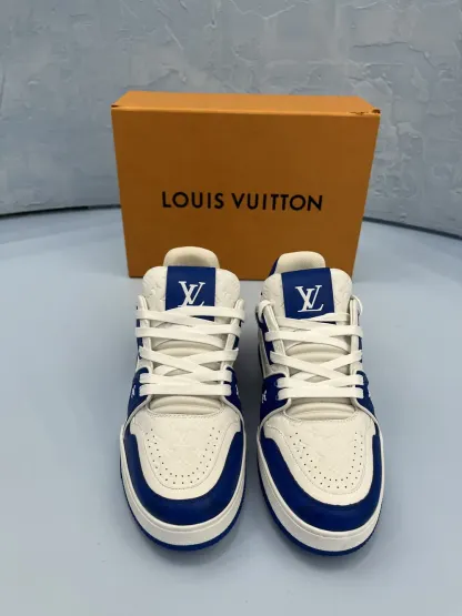 Lothtuis Vuithttton Men's Trainer Sneaker #54 Signature Blue White