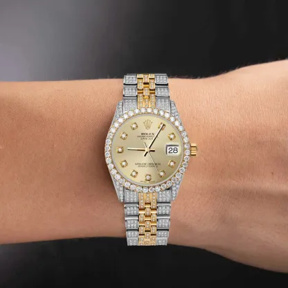 Datejust Diamond Bezel Watch 41mm Yellow Dial