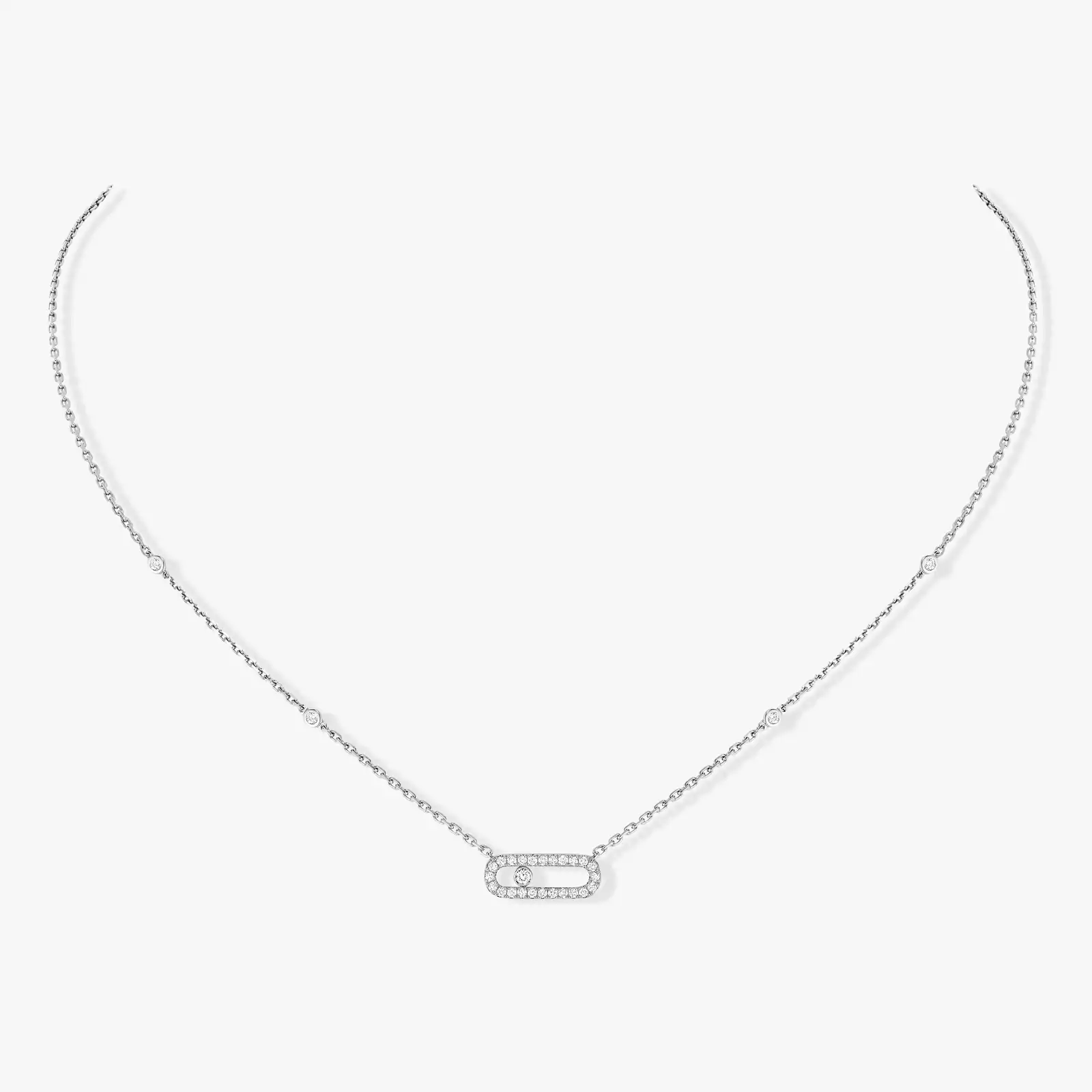 Move Uno Pavé White Gold Diamond Necklace
