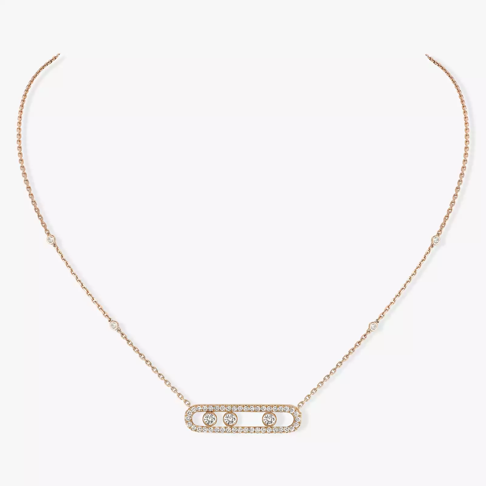 Move Pavé Pink Gold Diamond Necklace