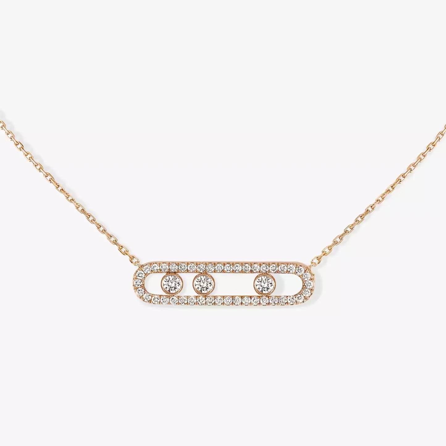 Move Pavé Pink Gold Diamond Necklace