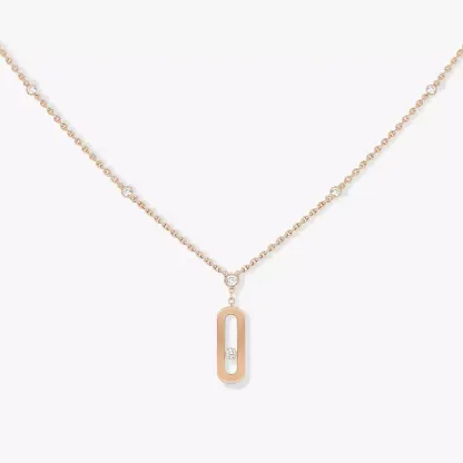 Move Uno Long Necklace Pink Gold Diamond Necklace