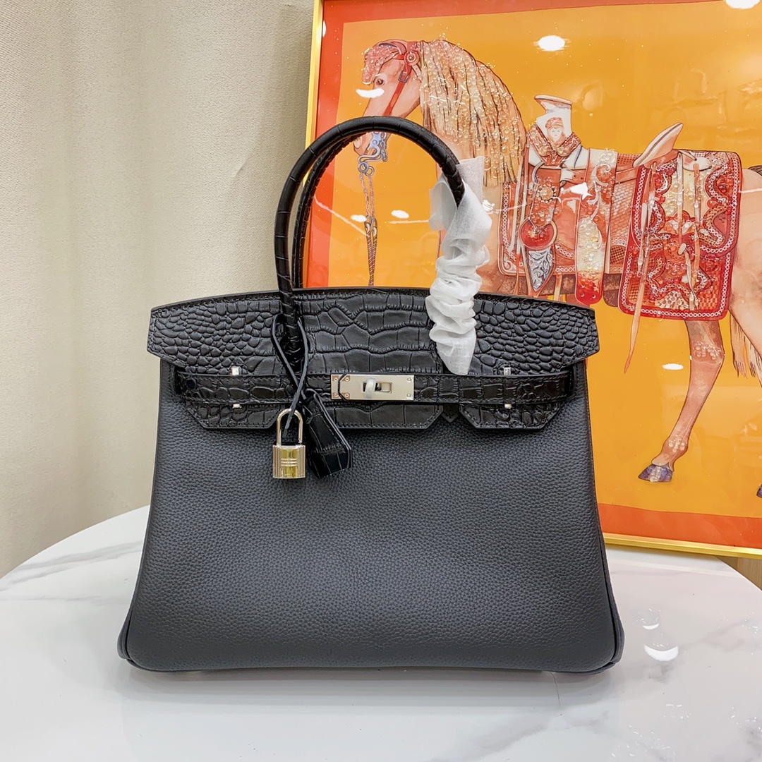 Herthtmes Togo Matte Alligator Birkin Touch 25/30 Gold