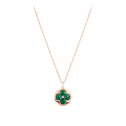 Color Blossom XL Medallion, Pink Gold, Malachite and Diamond