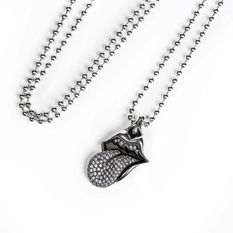 ROLLING STONES TONGUE & LIP PENDANT WITH DIAMOND