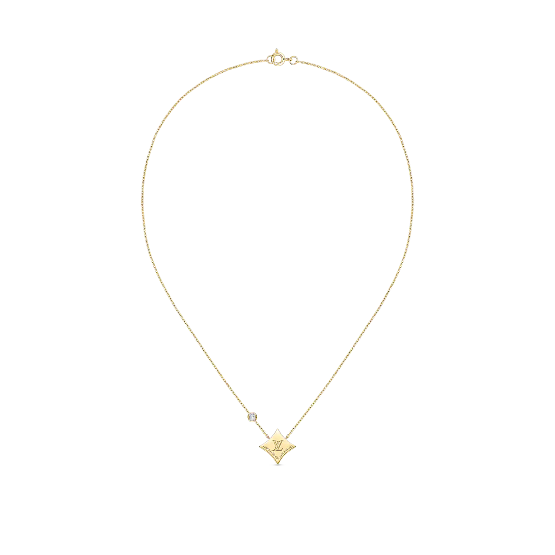 Color Blossom Bb Star Pendant, Yellow Gold, Onyx And Diamond