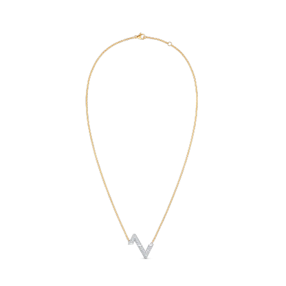 Volt Upside Down Pendant, Yellow Gold, White Gold And Diamonds