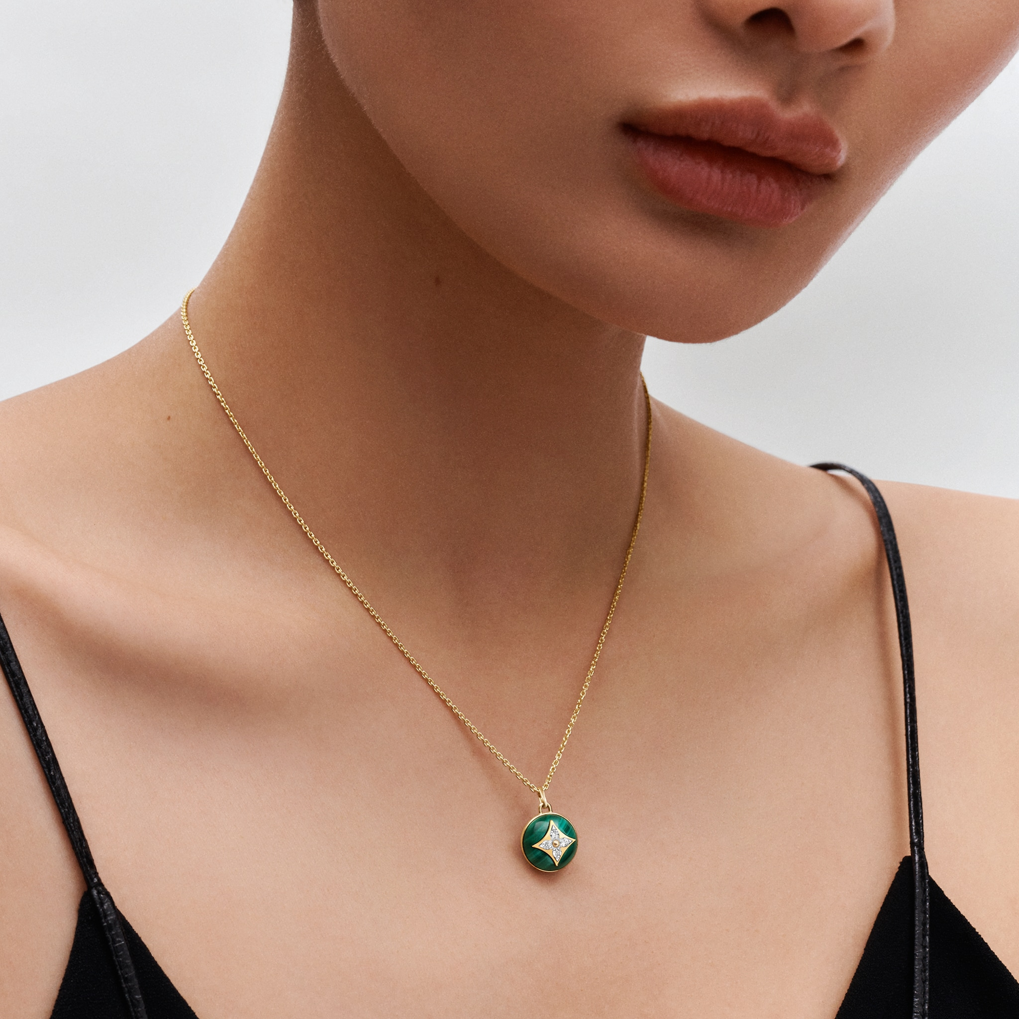 B Blossom Pendant, Yellow Gold, White Gold, Malachite And Diamonds