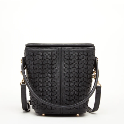 Black Leather Weave Bag