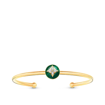 B Blossom Open Bangle, Yellow Gold, White Gold, Malachite And Diamonds