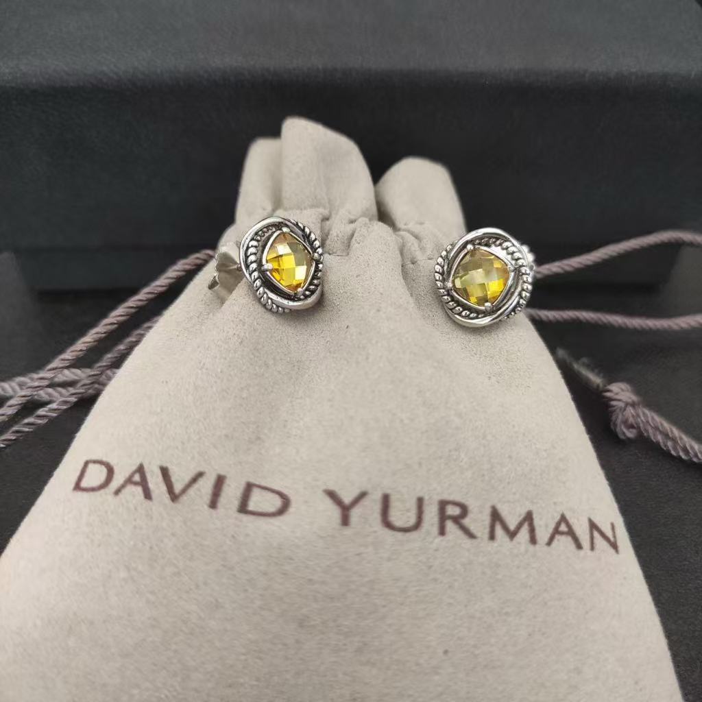 Infinity Stud Earrings Sterling Silver with Citrine, 13mm