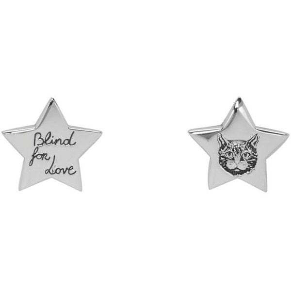 SILVER BLIND FOR LOVE STAR EARRINGS