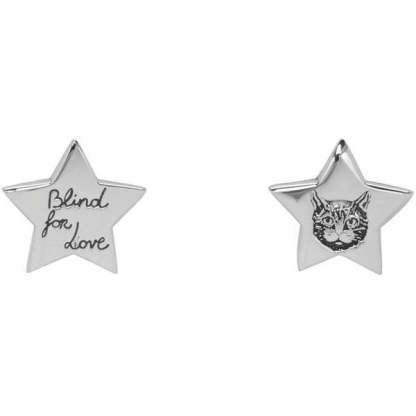 SILVER BLIND FOR LOVE STAR EARRINGS