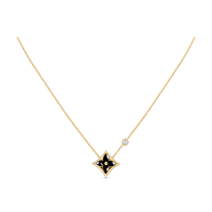 Color Blossom Bb Star Pendant, Yellow Gold, Onyx And Diamond