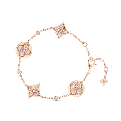 Color Blossom BB Multi-Motifs Bracelet, Pink Gold And Diamonds