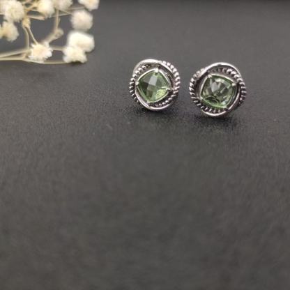 Infinity Stud Earrings Sterling Silver with Peridot, 13mm