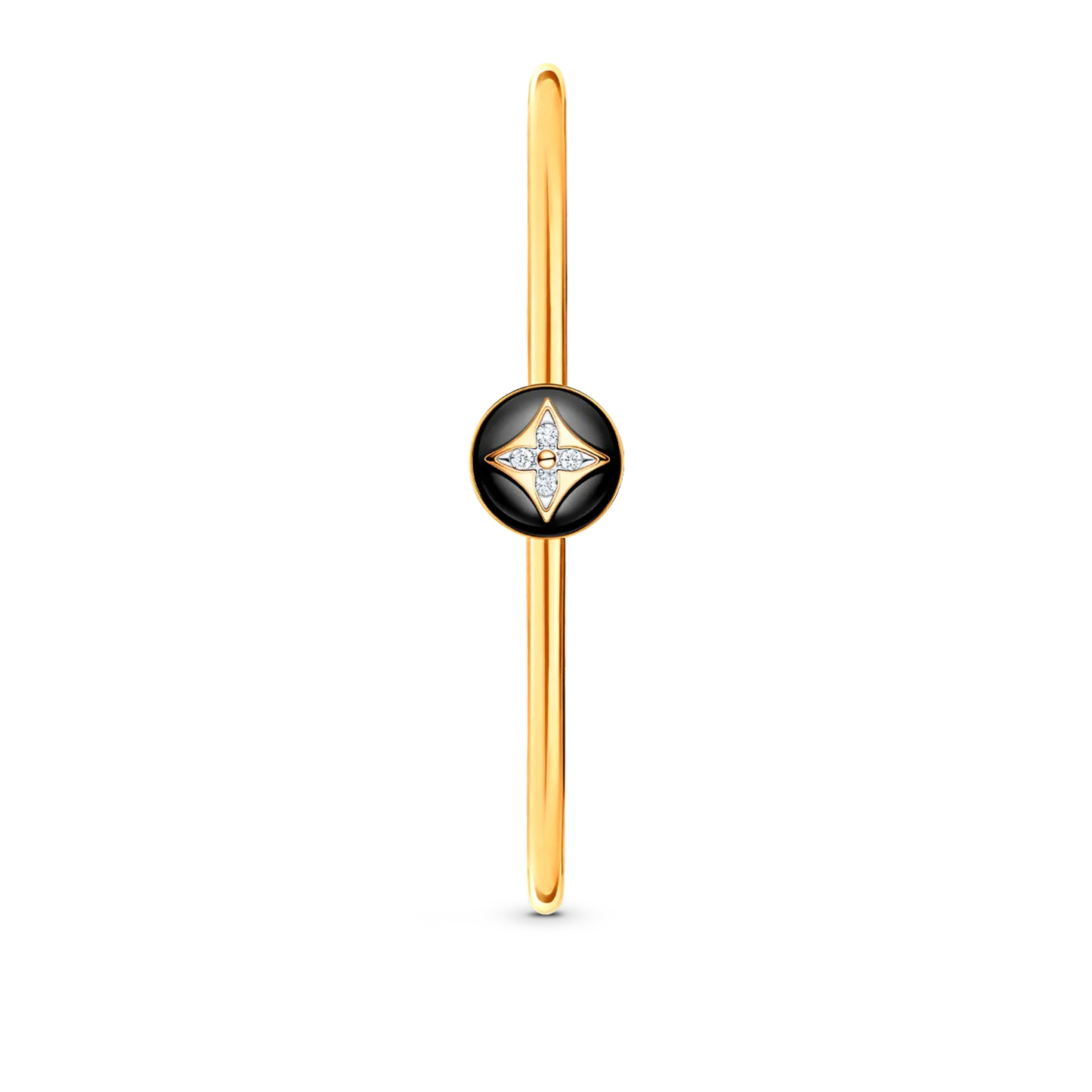 B Blossom Open Bangle, Yellow Gold, White Gold, Onyx And Diamonds