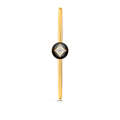 B Blossom Open Bangle, Yellow Gold, White Gold, Onyx And Diamonds