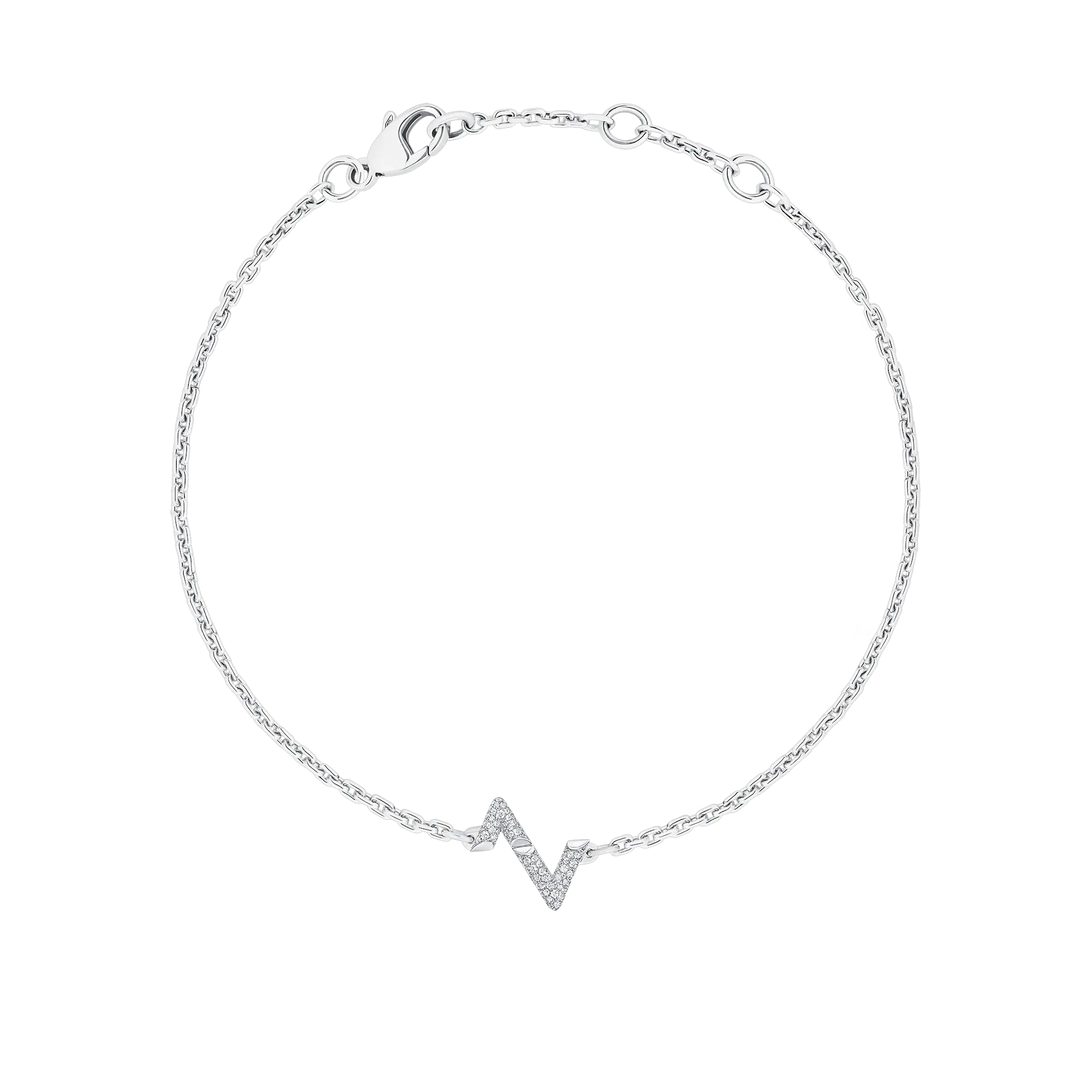 Volt Upside Down Chain Bracelet, White Gold And Diamonds