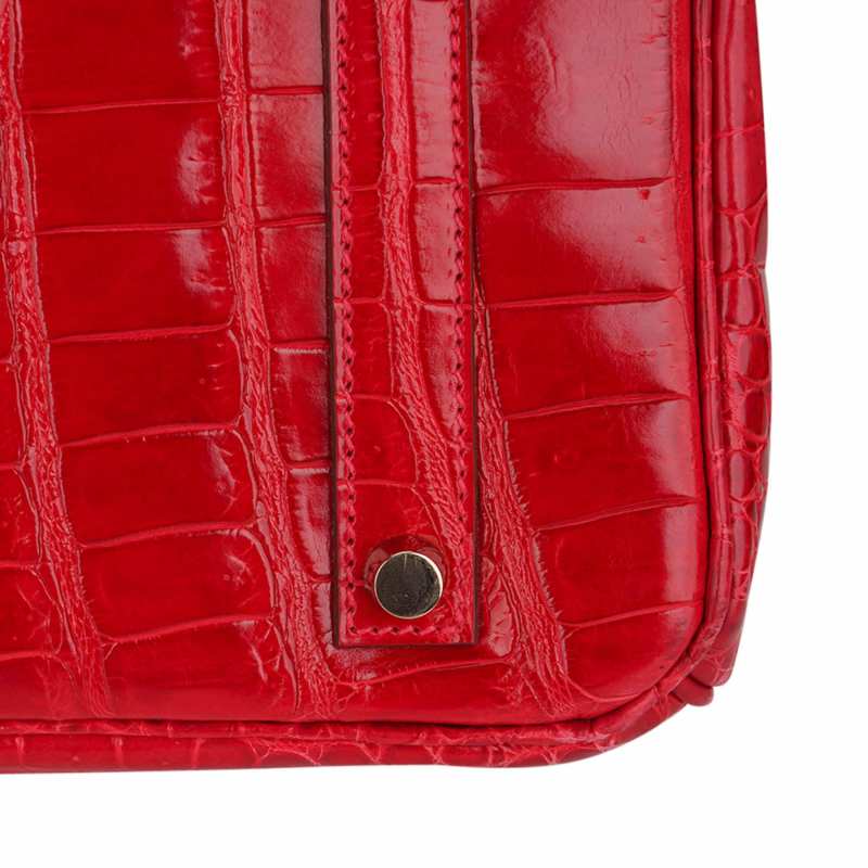 Birkin 35 Bag Braise Porosus Crocodile with Gold Hardware