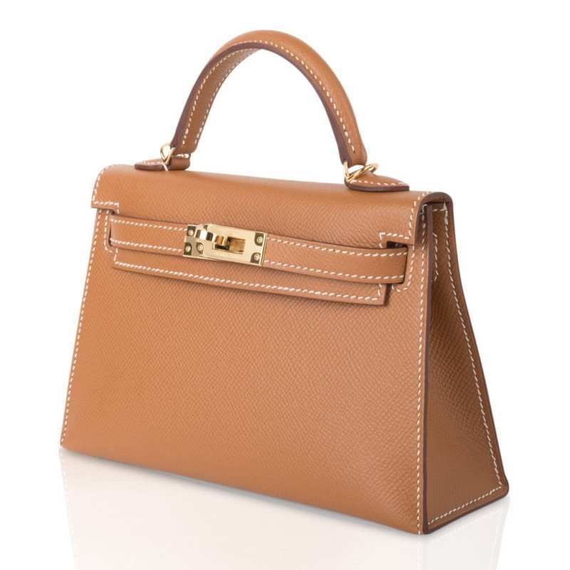 Mini Kelly 20 Bag Sellier Gold Epsom with Gold Hardware