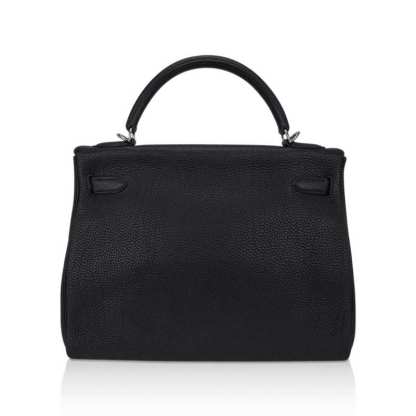 Kelly 32 Retourne Bag Black Togo Leather with Palladium Hardware