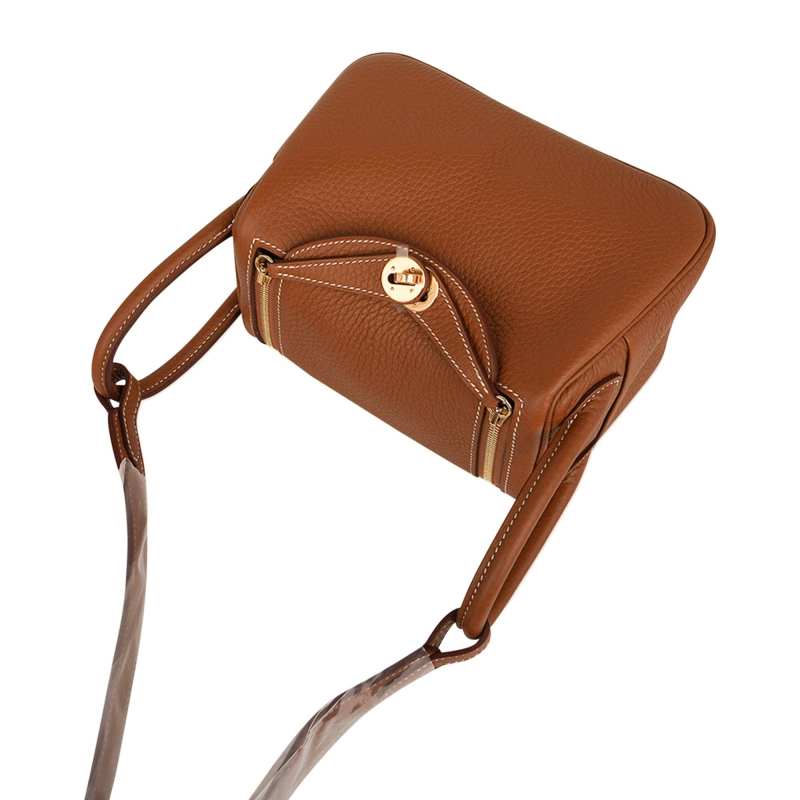 Mini Lindy 20 Bag Gold Clemence Leather with Gold Hardware