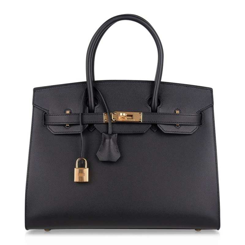 Birkin Sellier Limited Edition 30 Bag Black Veau Graine Monsieur Laiton